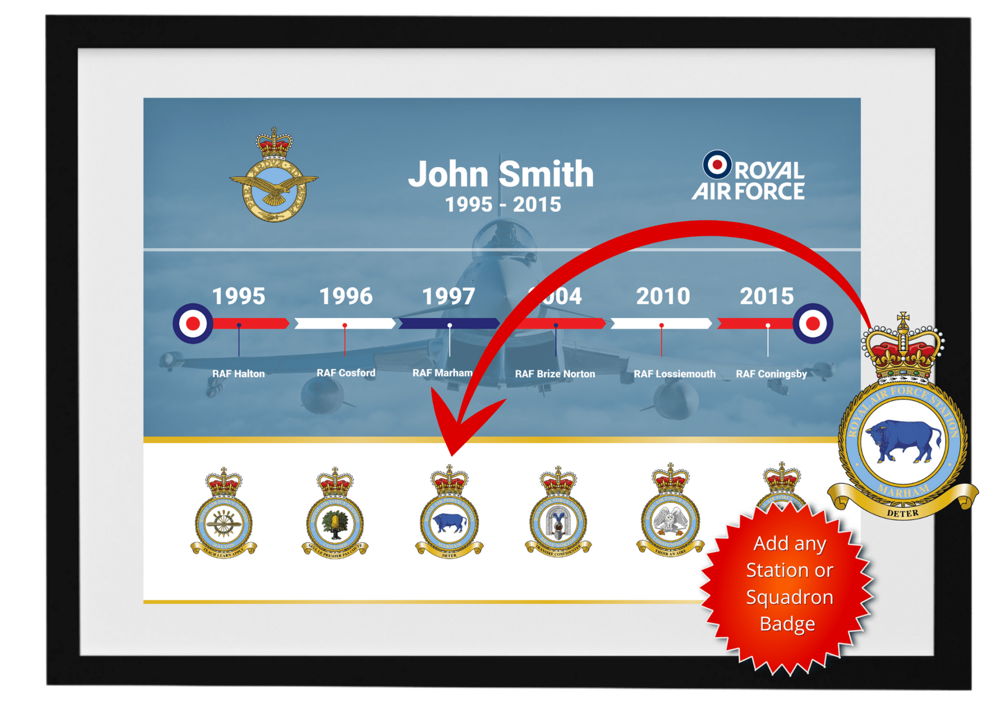 Personalised Framed RAF Career Print - Four Prop