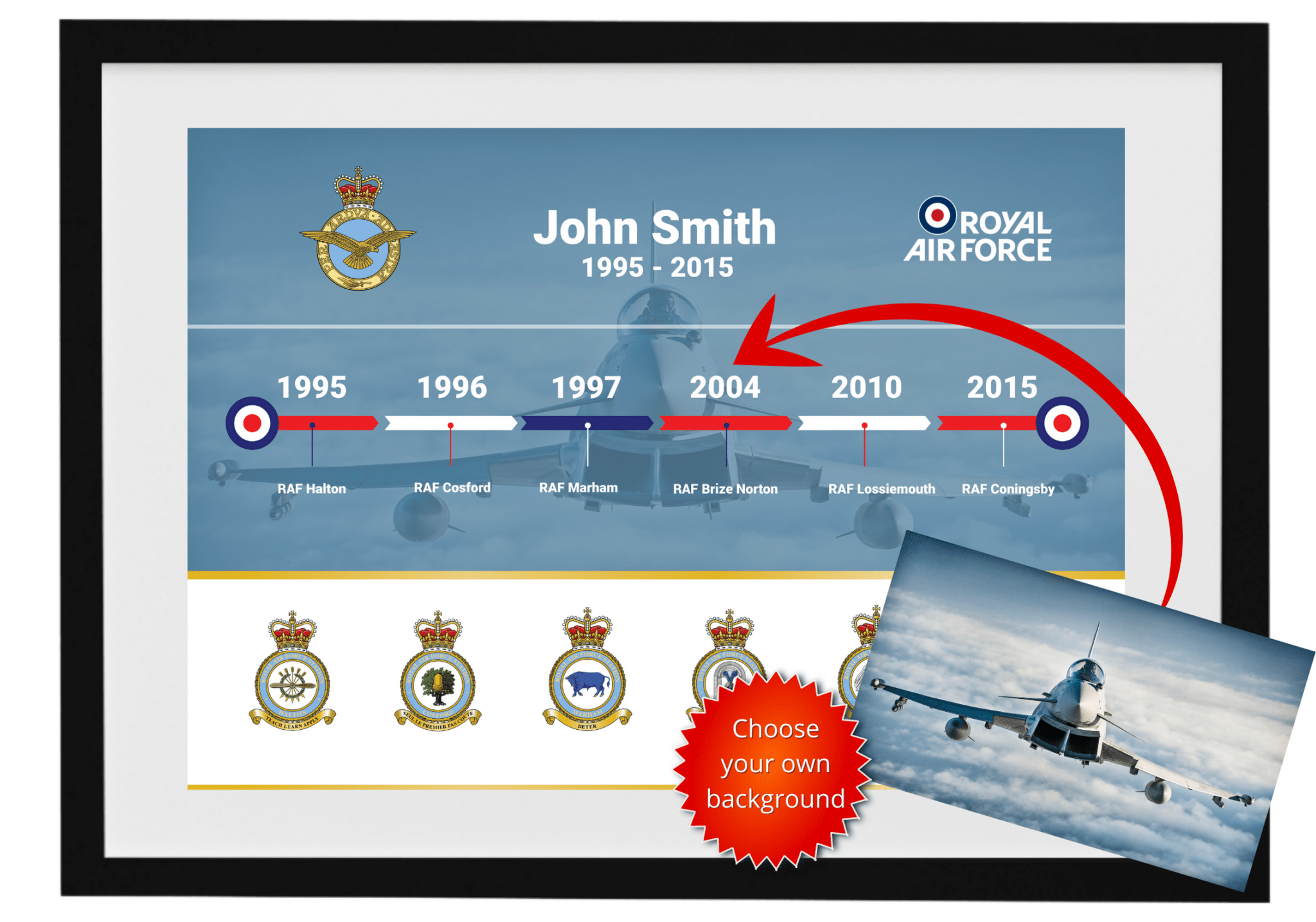 Personalised Framed RAF Career Print - Four Prop