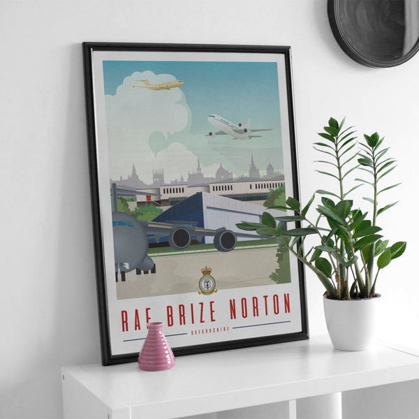 RAF Brize Norton Framed Vintage Style Print - Four Prop