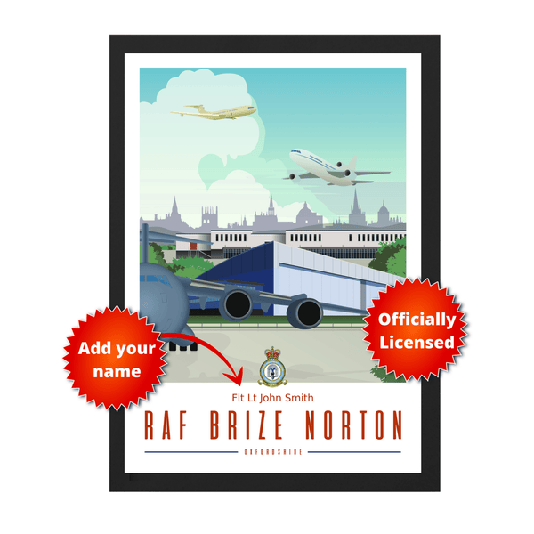 RAF Brize Norton Framed Vintage Style Print - Four Prop