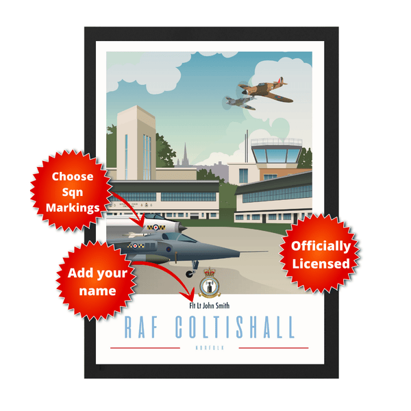 RAF Coltishall Framed Vintage Style Print - Four Prop