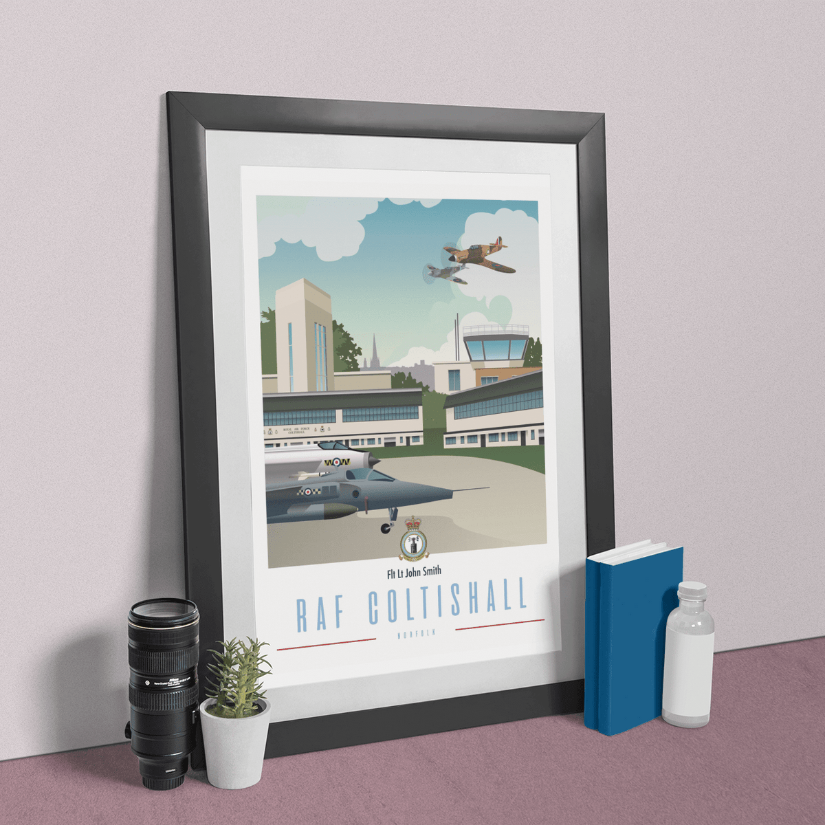 RAF Coltishall Framed Vintage Style Print - Four Prop