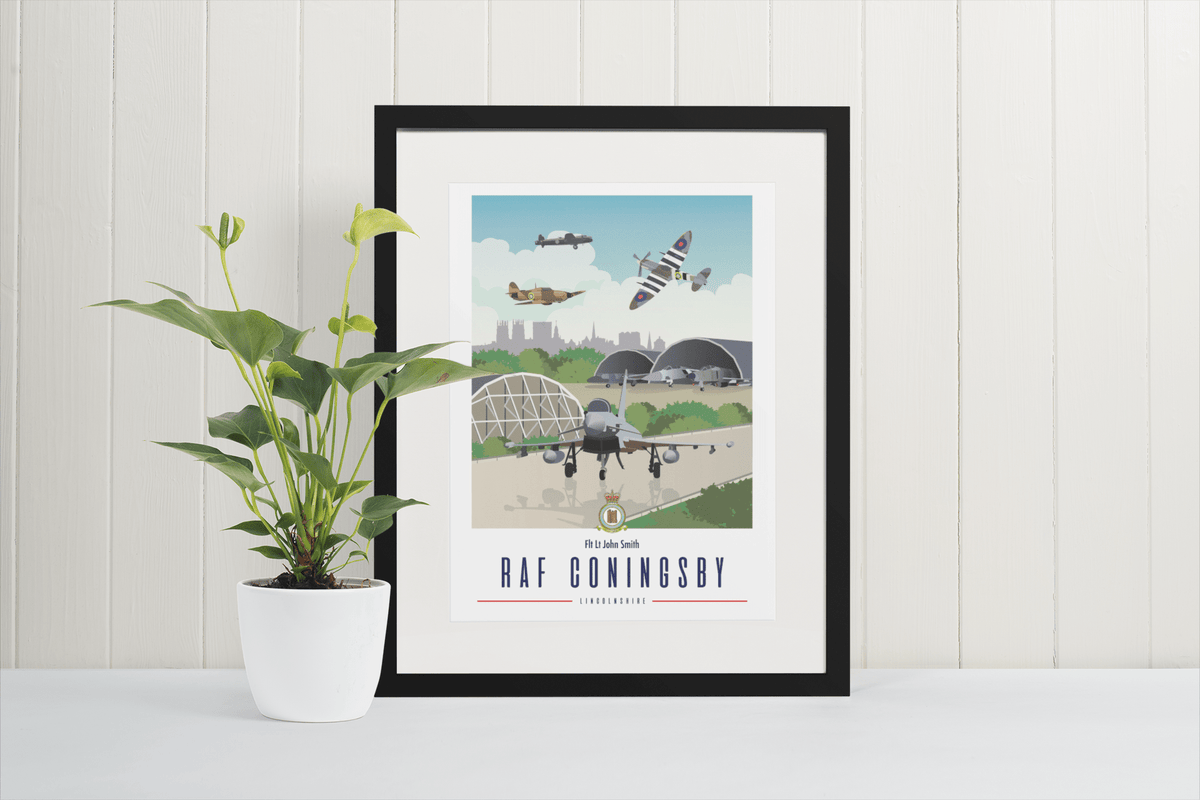 RAF Coningsby Framed Vintage Style Print - Four Prop