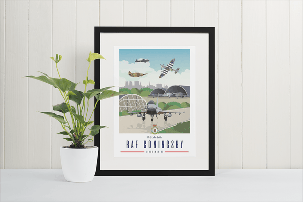 RAF Coningsby Framed Vintage Style Print - Four Prop