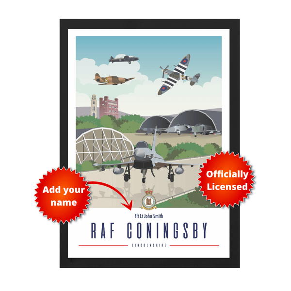 RAF Coningsby Framed Vintage Style Print - Four Prop