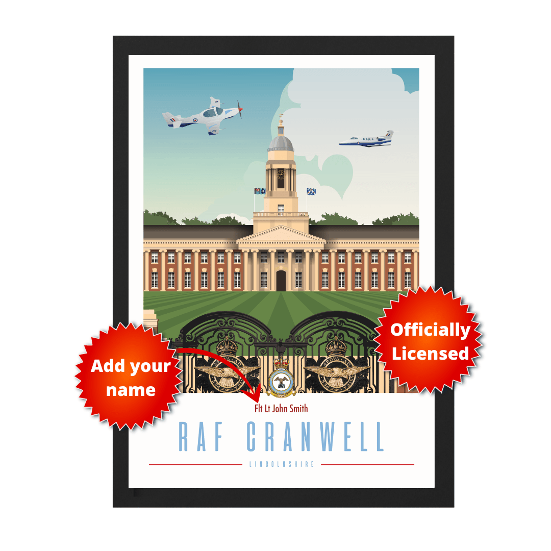 RAF Cranwell Framed Vintage Style Print - Four Prop